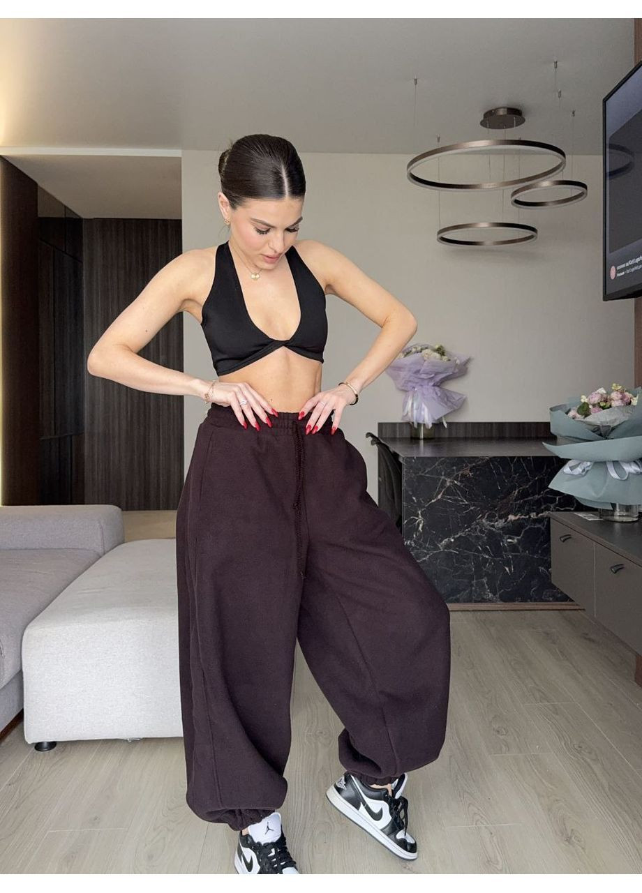 Теплые женские флисовые брюки Аладины шоколад You Best (363173031)