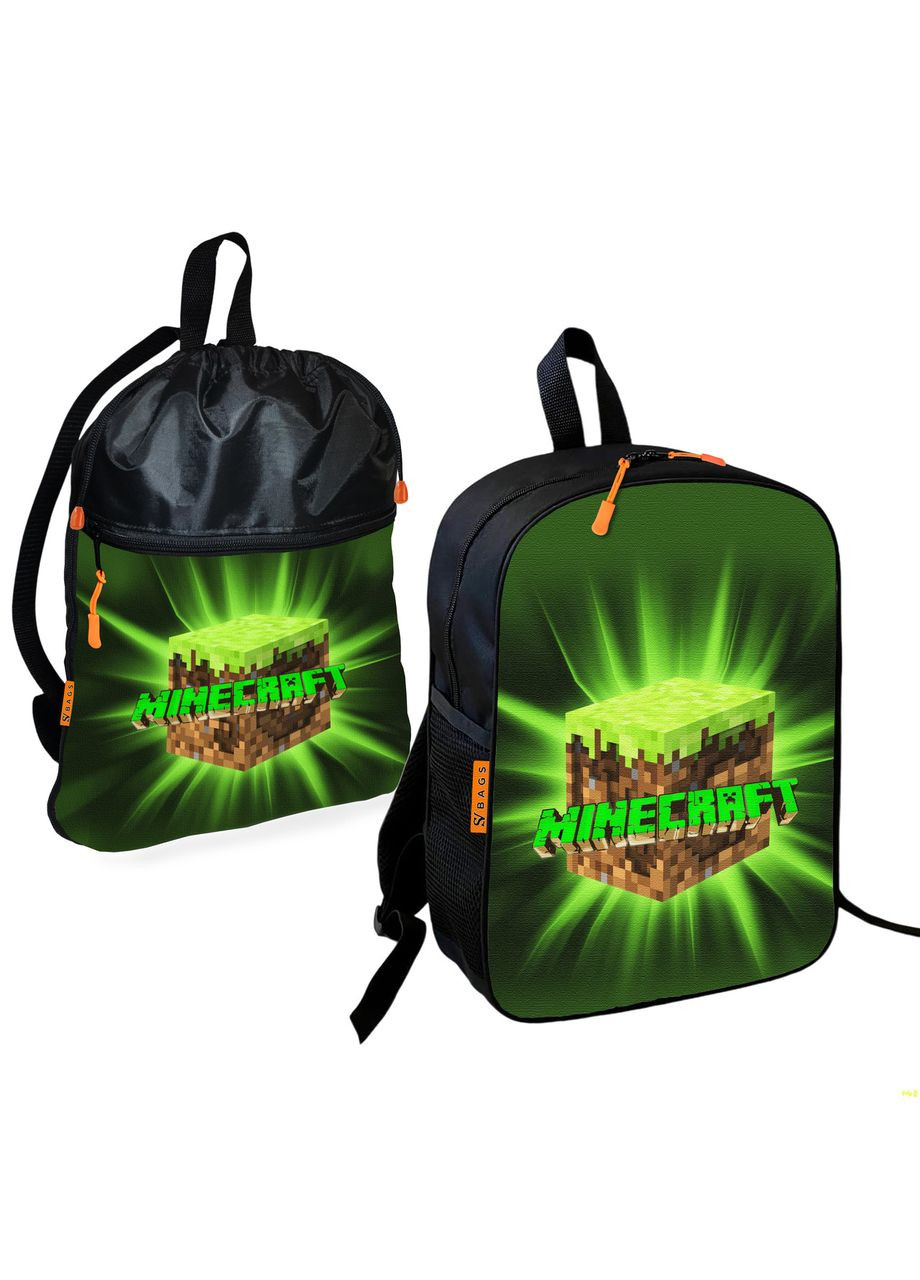 Шкільний рюкзак дитячий Minecraft + Сумка для взуття спортивної форми рюкзак-мішок для хлопчика (1942) No Brand (328693471)