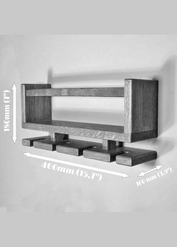 Настенная винная полка из дерева Киото карри (ПНК-000203) No Brand (327424730)