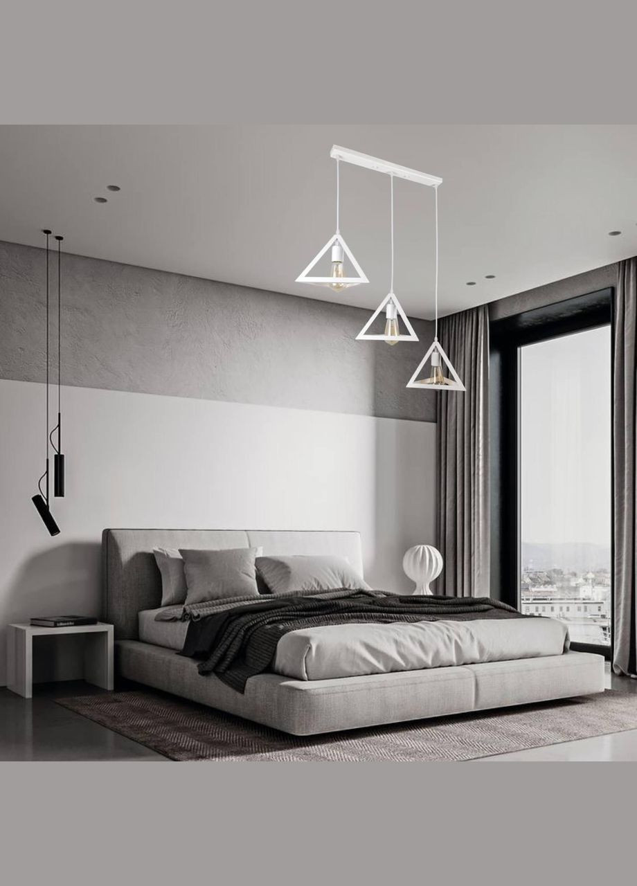 Люстра лофт із 3-білих пірамід (56-PR220F-3 WH (500)) No Brand (370072117)