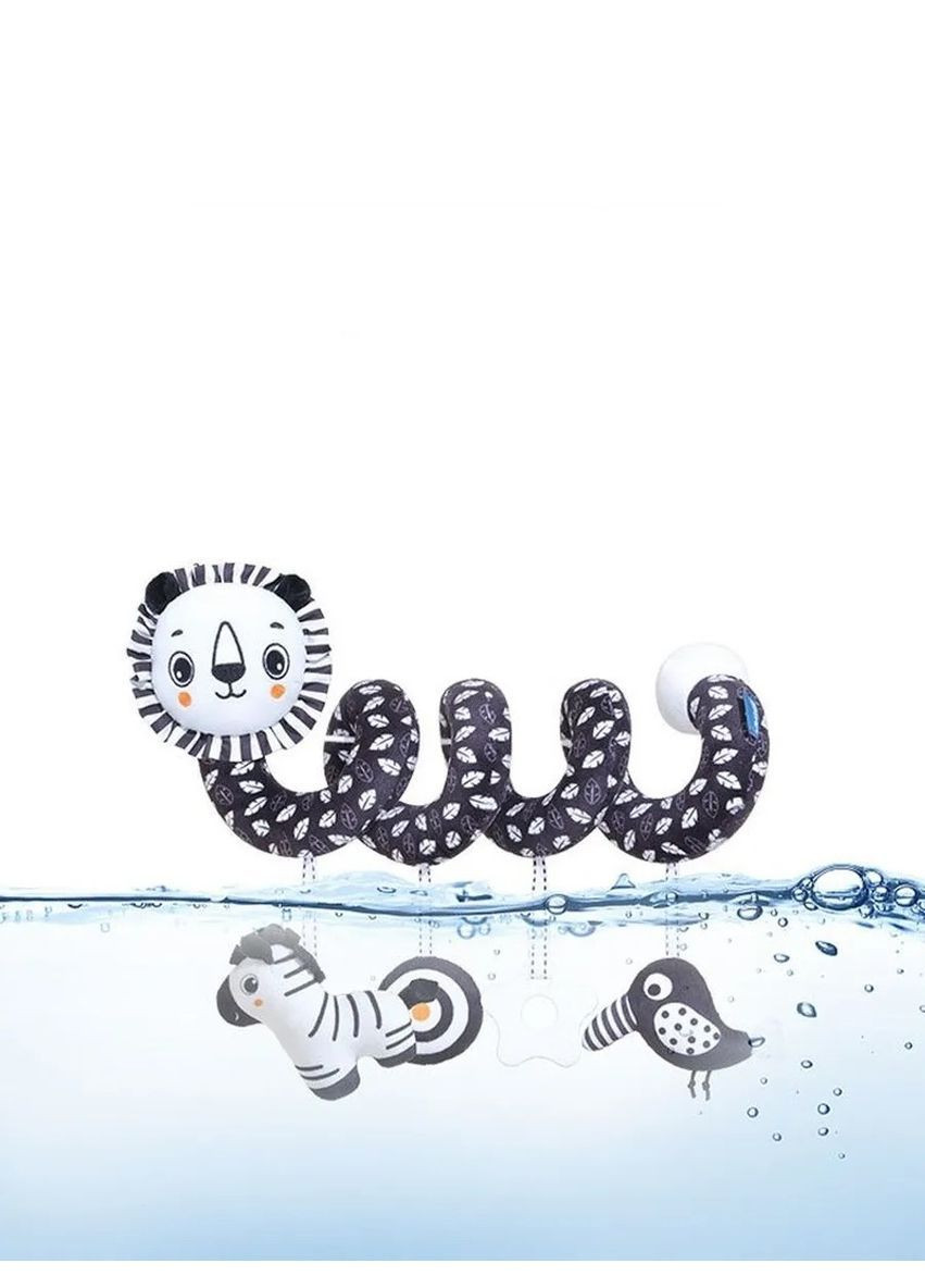 Спіральна підвісна іграшка для коляски та ліжечка Левеня з друзями — чорно-біла з гризунцем 0+ STD (365267994)