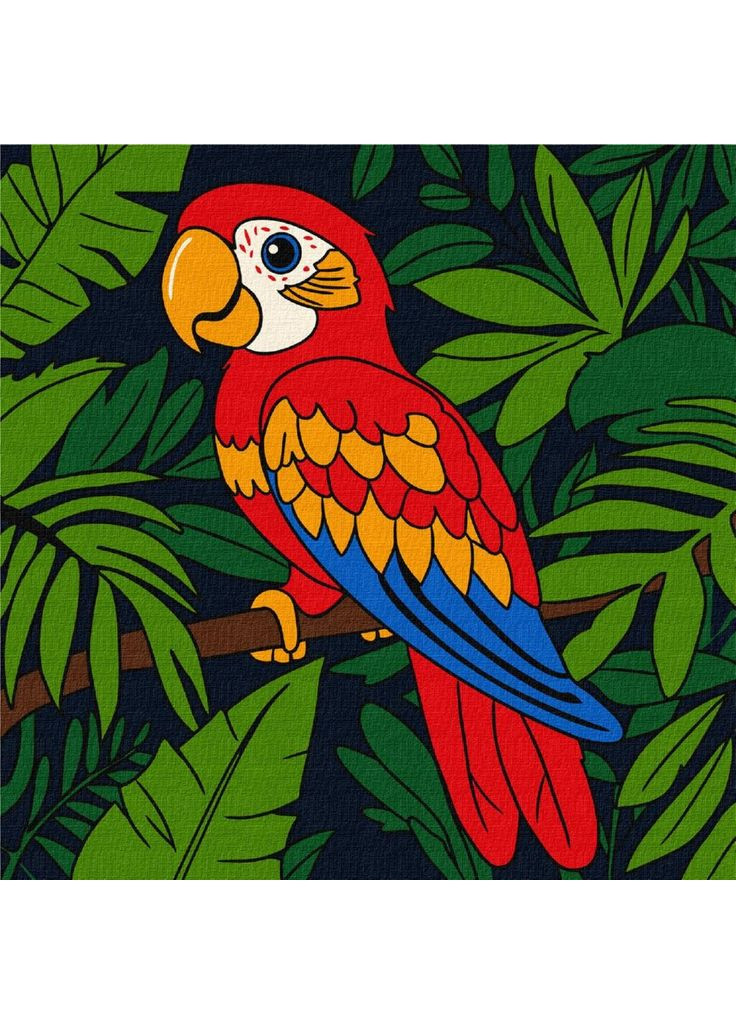 Картина за номерами ""/KHO6297/"Яскравий папужка" 25*25 см Ідейка (367761063)