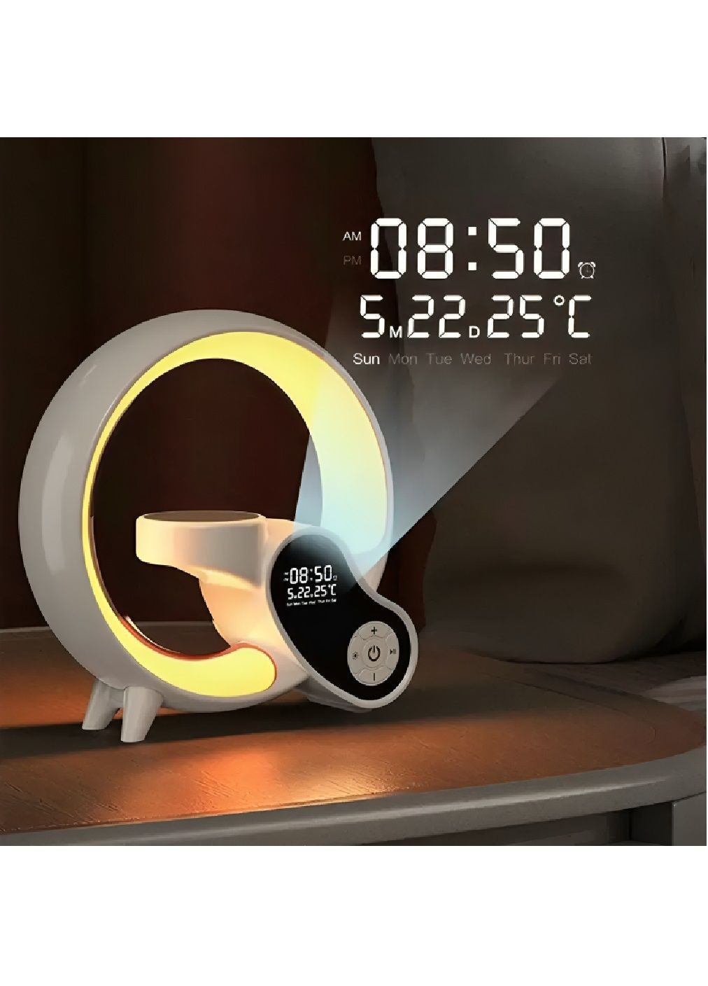 Розумна акумуляторна лампа із Bluetooth колонкою бездротовою зарядкою керуванням через додаток 1200 мАг (480381-Prob) Біла Unbranded (334370784)