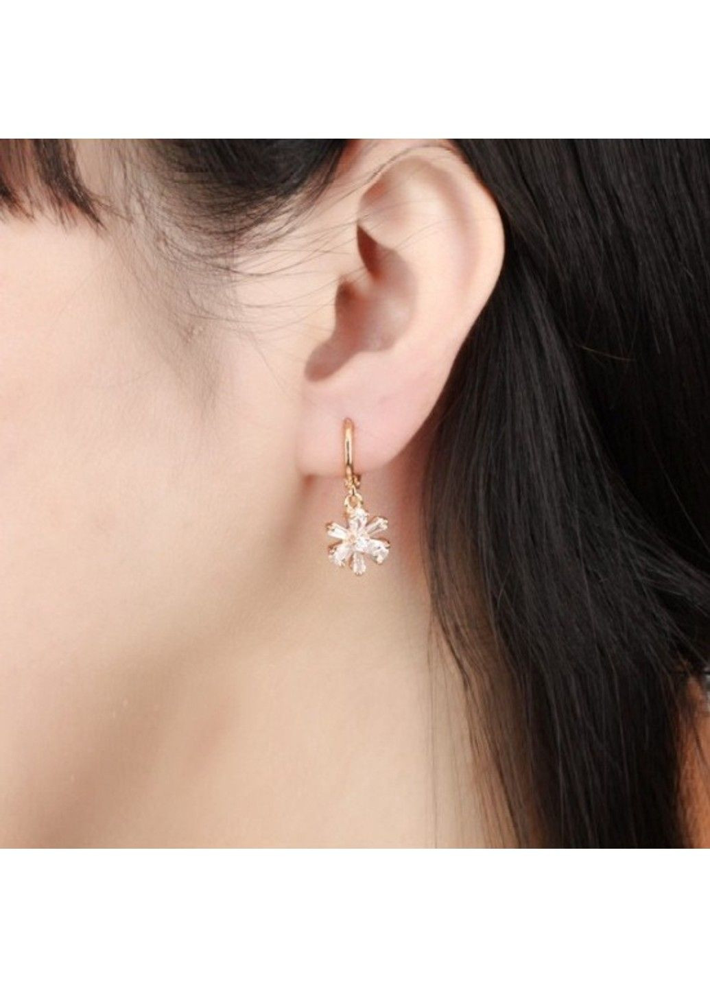 Жіночі сережки з позолотою і камінцями EG-012 No Brand (299330472)