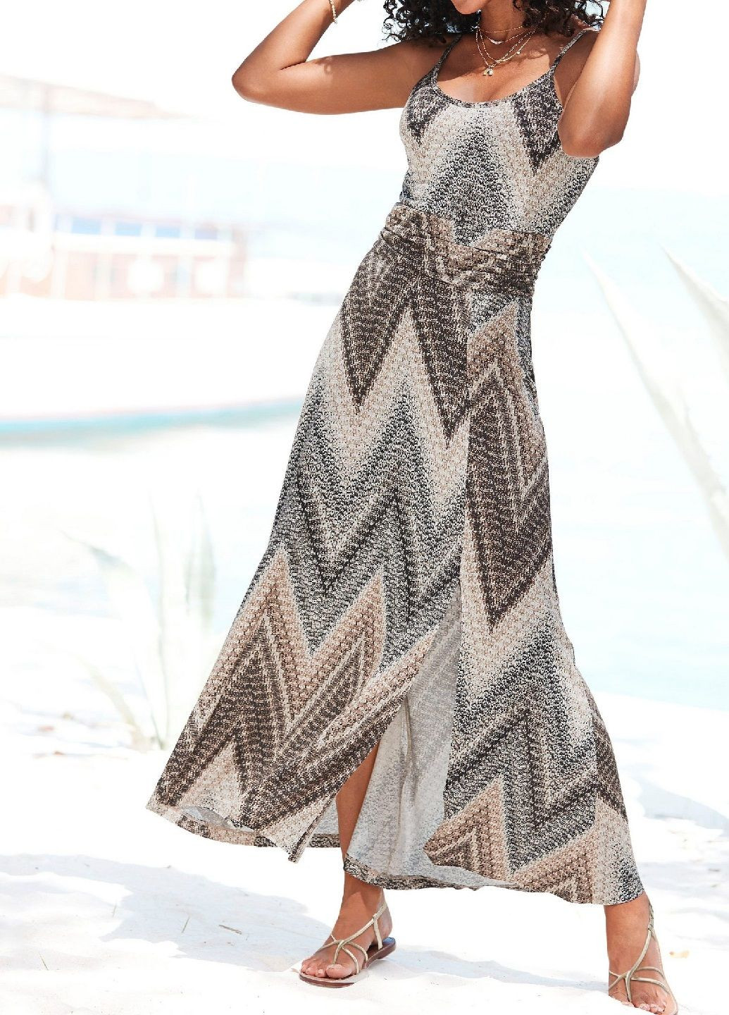 Сіра повсякденний сукня Lascana з орнаментом