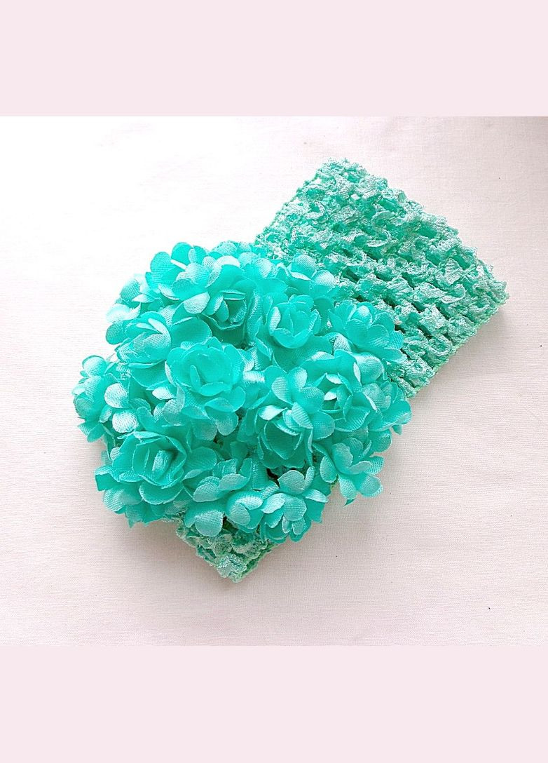 Пов'язка бірюзова ажурна на голову для малюків і підлітків "Аквамарин" No Brand (349842890)