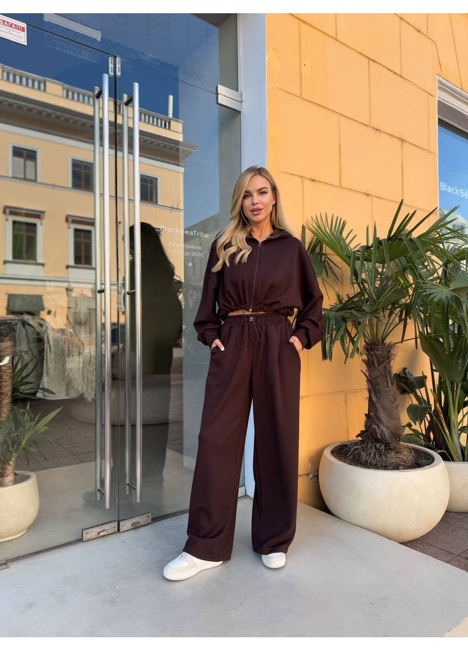 Костюм Дабл Фейс(Турецький трикотаж)кофта укорочена та штани з фіксатором Україна (362390073)