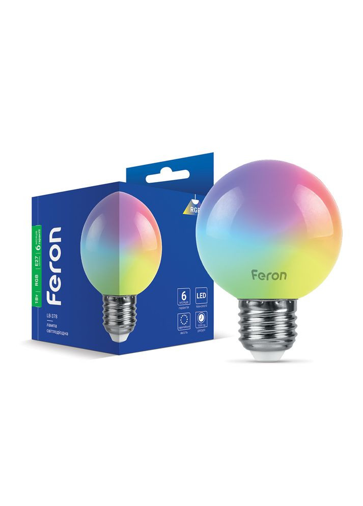 Світлодіодна лампа LB-378 1Вт E27 RGB (40217) Feron (370245738)
