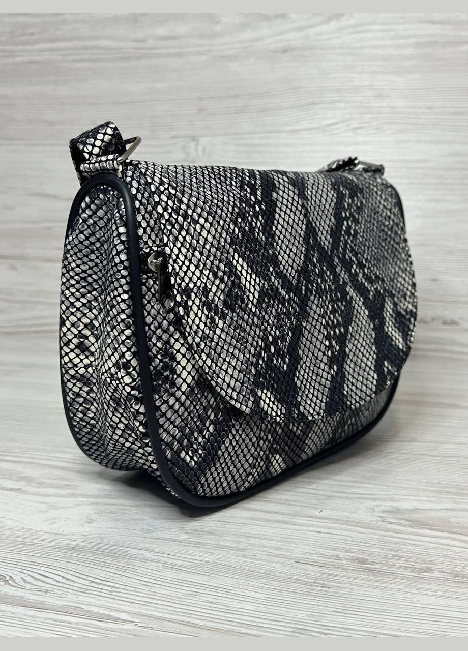 Сумочка жіноча сіра тиснена натуральна шкіра 103115/2 No Brand (316662135)