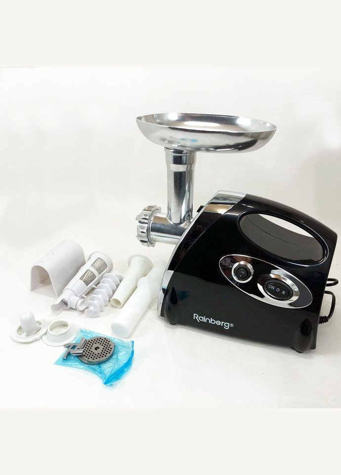 М'ясорубка RB-675 3800 Вт із соковижималкою, м'ясорубка електрична метал. Колір: чорний Rainberg (364663997)