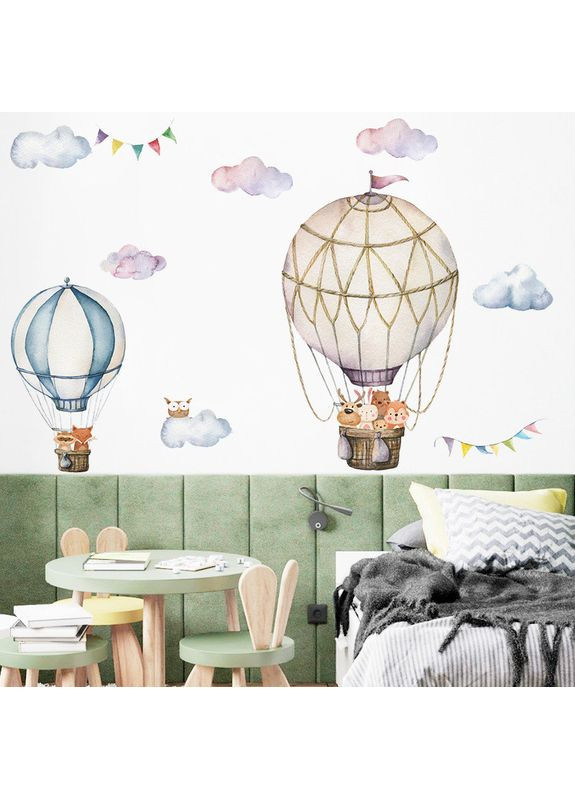 Наклейка в детскую комнату на стену Воздушные шары виниловая декоративная в пастельных тонах China (366890775)
