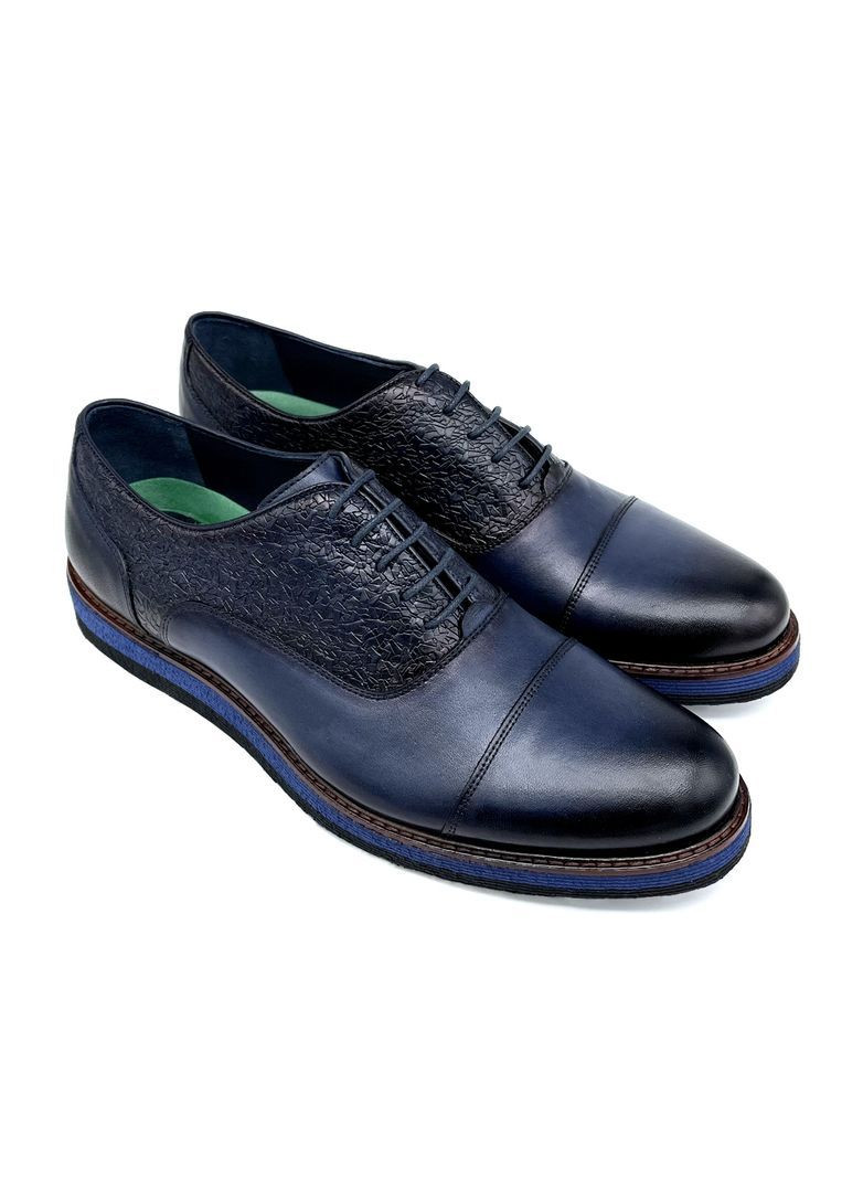 Туфлі броги чоловічі сині з натуральної шкіри. 41 (27,5 см) Luciano Bellini (369544192)