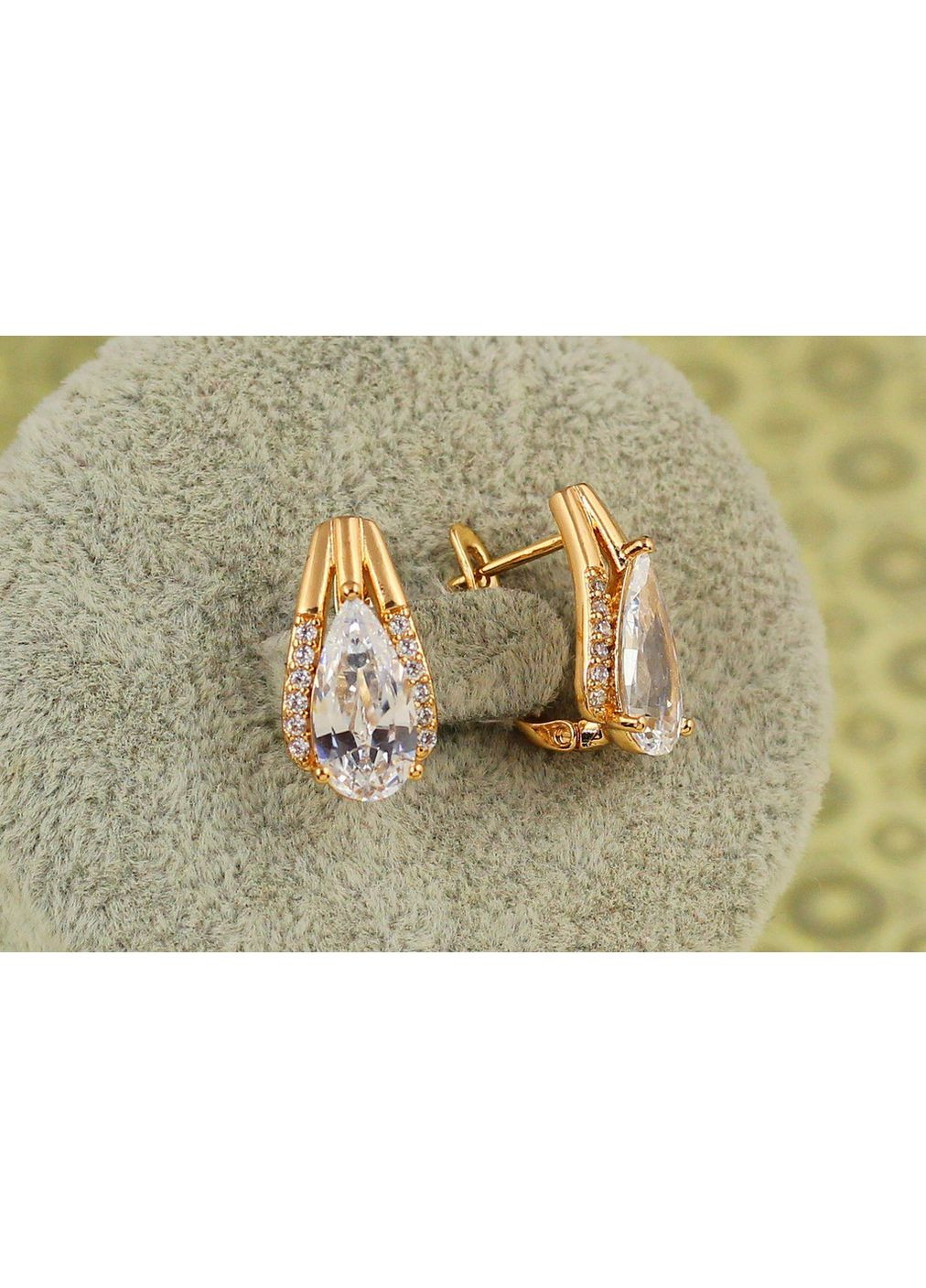 Серьги Сонет с белым камнем 1,7 см золотистые love-shopping Xuping Jewelry (355800893)