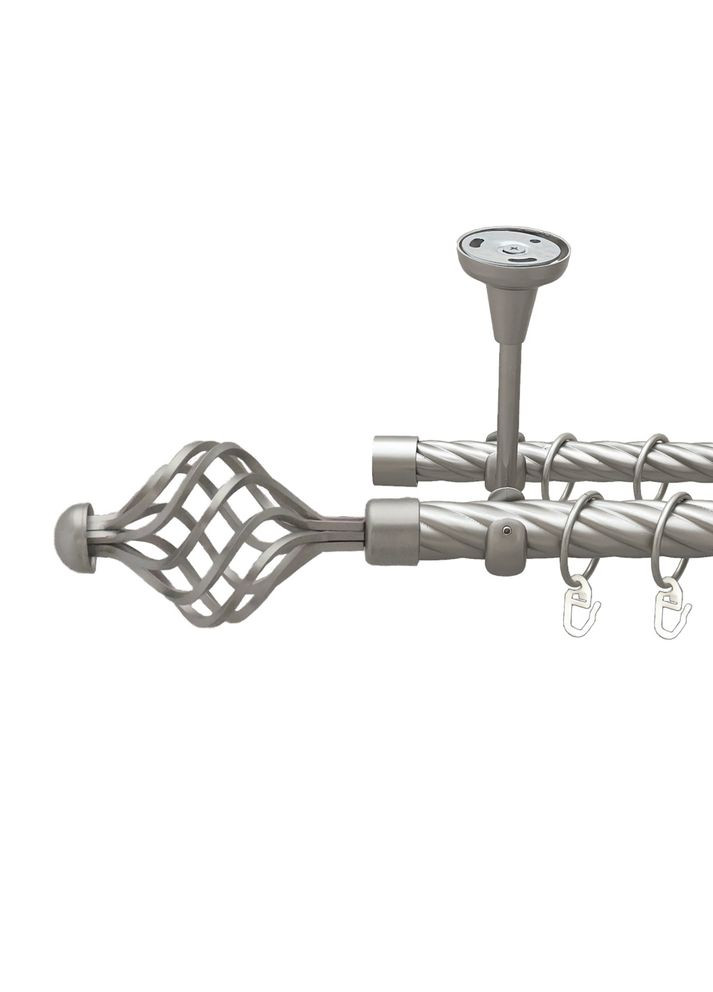 Карниз Арезо металлический двухрядный открытый к потолку скрученная труба Сатин 25\19 мм 160 см (00-00024174) ORVIT (300845162)