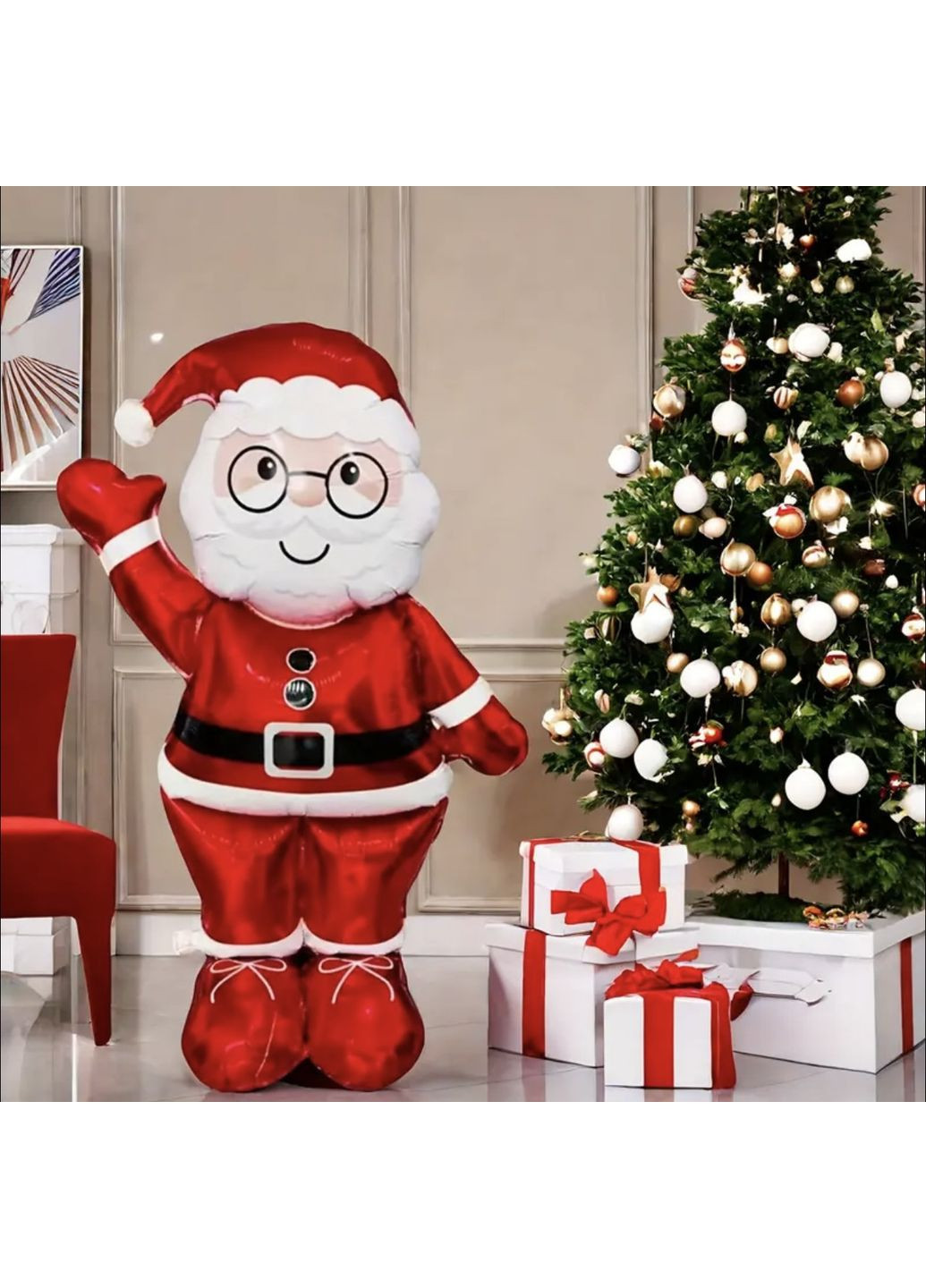 Надувной Дед Мороз 155 см - большой праздничный баллон, статуя, декор для Нового года и Рождества для дома и улицы No Brand (370454919)