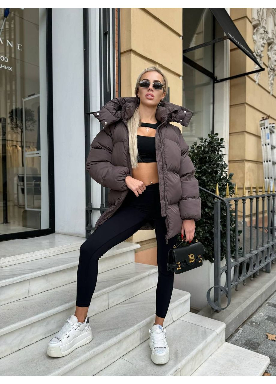 Коричнева зимня жіноча зимова куртка з капюшоном Fashion