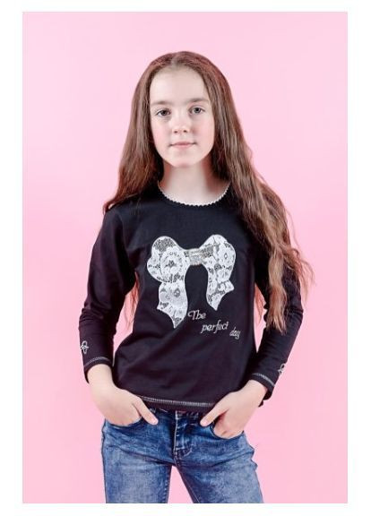 Блуза з вишивкою для дівчинки чорна No Brand (362503271)
