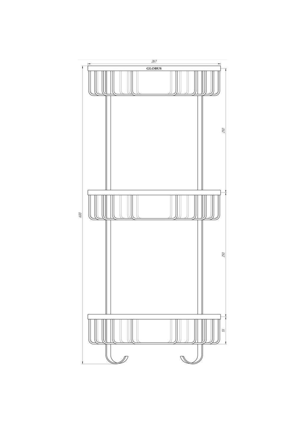 Полочка в душевую SS8477-угловая Тройная НЕРЖ-SUS304-(200*200*600мм)-( ) Globus Lux (336384789)