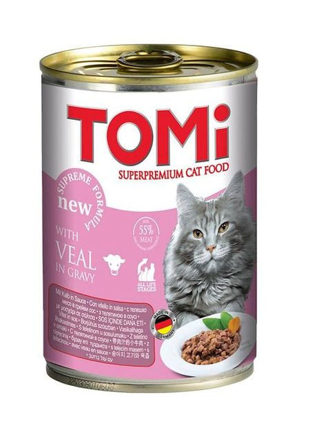 Вологий корм для котів Veal телятина 400 г 157084 TOMI (276394185)