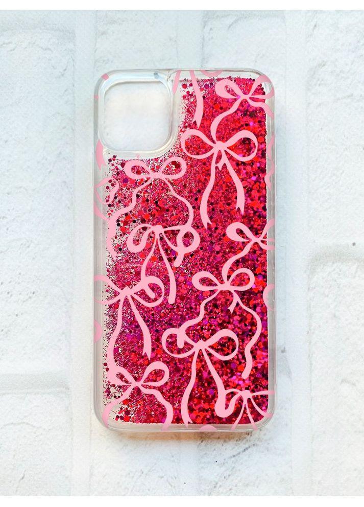 Чохол з плаваючими рожевими блискітками на iPhone 11 Бантики (принт 406) Creative (355405651)