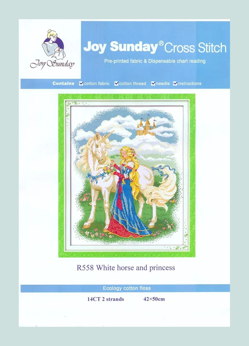 Набір для вишивання за нанесеною на канву схемою "White horse and princess".AIDA 14CT printed, 42*50 см Joy Sunday (313614612)