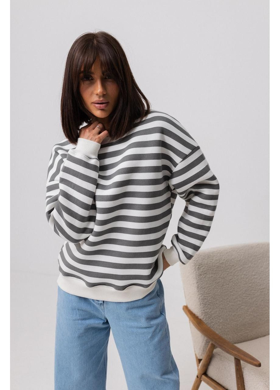 Кофта женская свитшот на флисе полоска 40 мокко. No Brand (366547562)