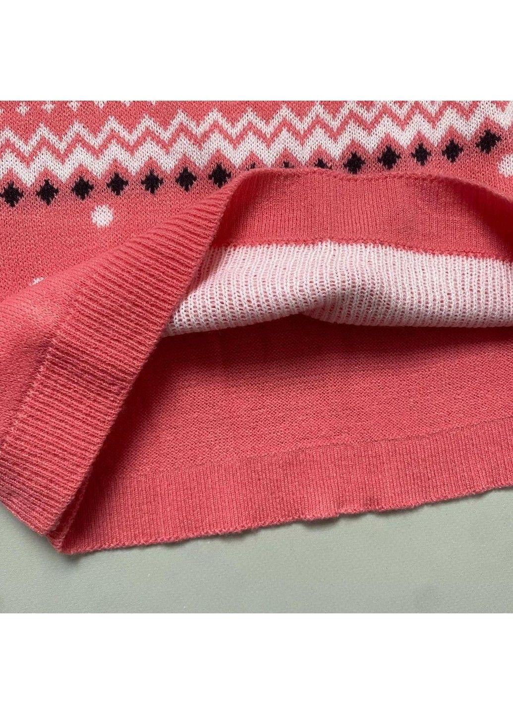 Розовый свитер джемпер детский орнамент оленей на девочку новый год, рождество с мигающими лампочками, розовый. Pepperts