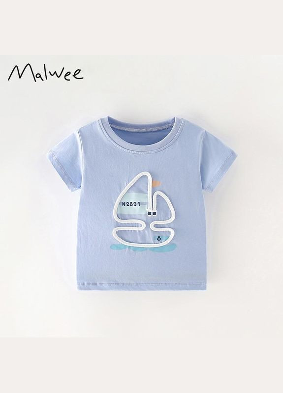 Блакитна дитяча футболка для хлопчика 19932 блакитний Malwee