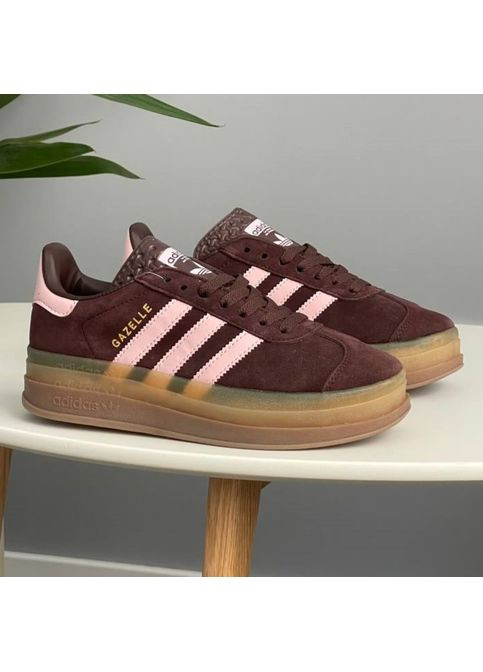 Кроссовки женские Adidas Gazelle Bold Platform Brown Pink | Адидас Газель коричневые No Brand коричневые демисезоны (360894509)