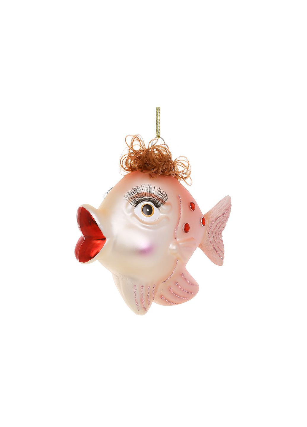 Ялинкова скляна прикраса Рибка зі стразами 11см, рожевий Home Decor (351346529)
