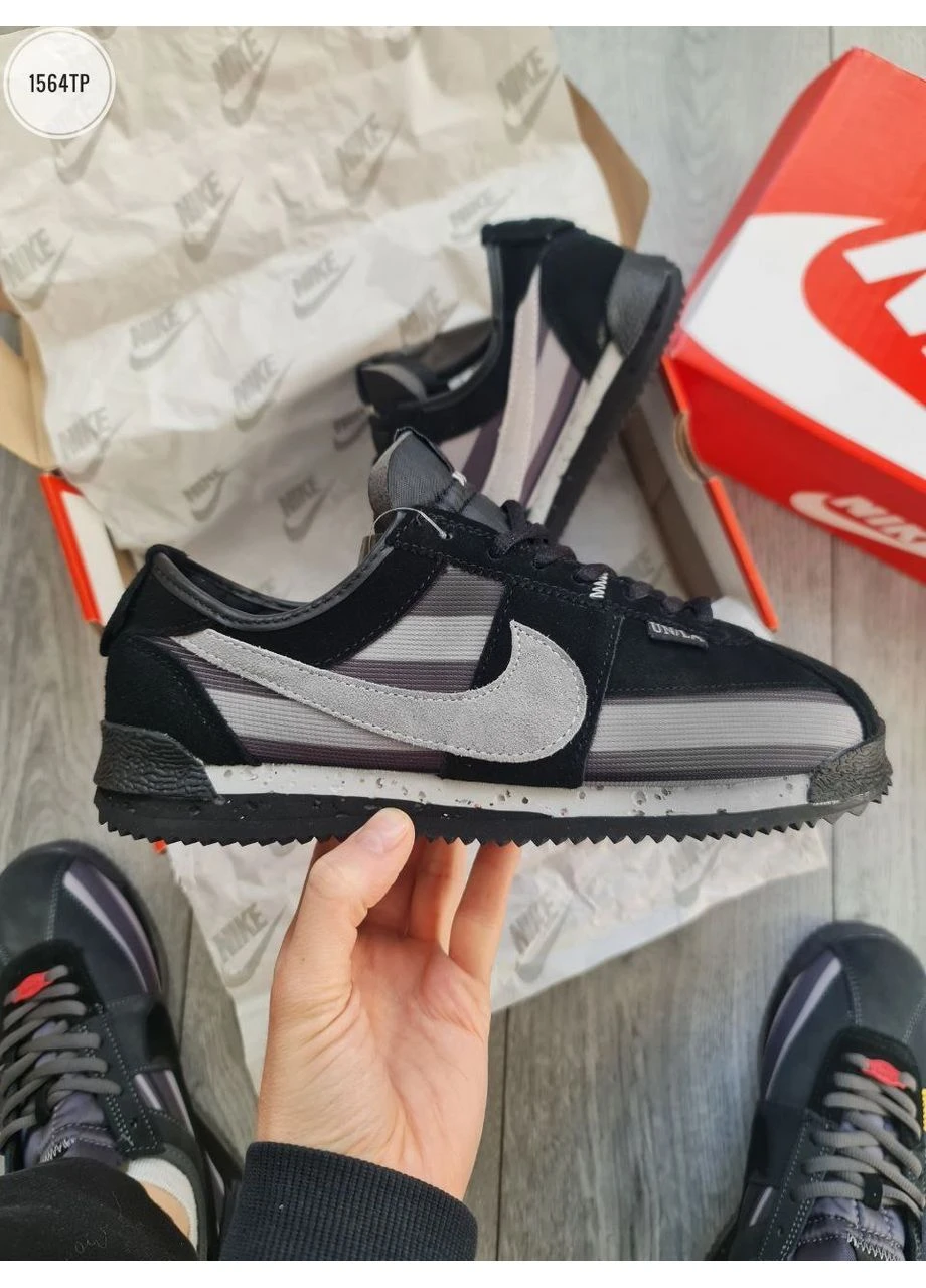 Черные демисезонные кроссовки мужские nike cortez x union l.a black/gray найк кортез черные No Brand