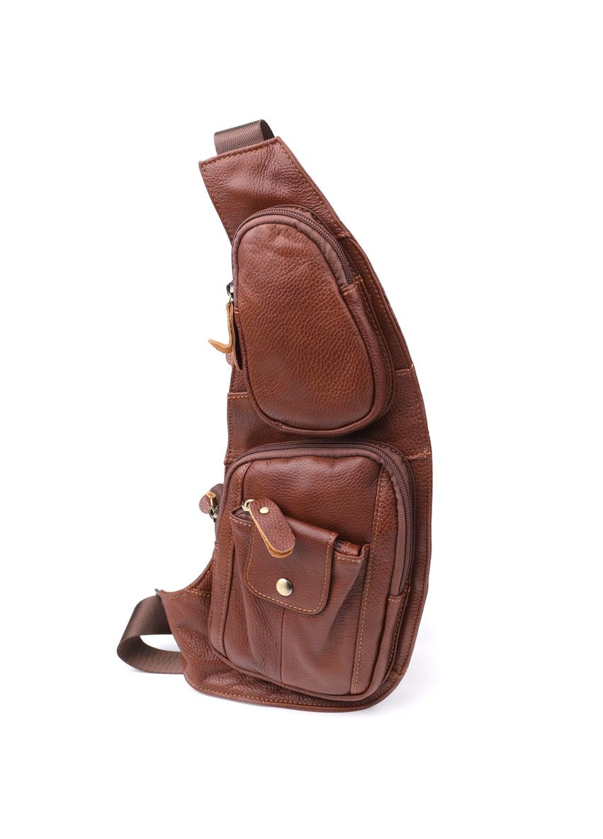 Мужская сумка с большим количеством карманов из натуральной кожи 22963 Коричневый Vintage (348358919)