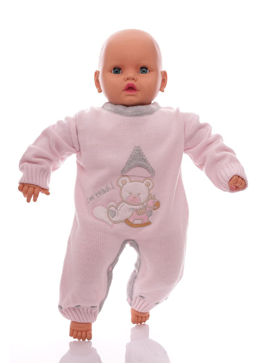 Чоловічок для дівчинки в'язаний з ведмедиком рожевий 62 см (27372) BABYKROHA (297197639)