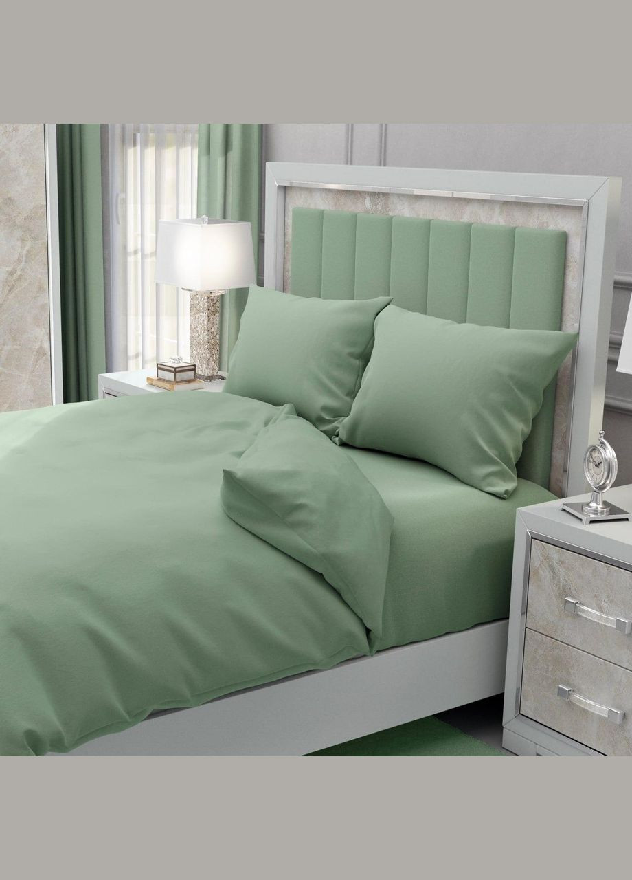 Микрофибровое постельное белье однотонное Евро 200x220 см Оливковое (М-P-0150-02) No Brand (348094805)