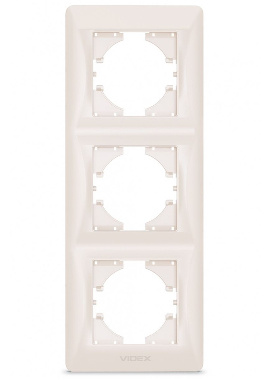 Пластиковая рамка на 3 поста BINERA VFBNFR3V-CR вертикальная кремовая Videx (282313039)