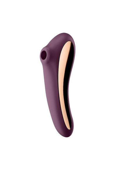 Вакуумний стимулятор з вібрацією Dual Kiss, Бордовий Satisfyer (372737318)