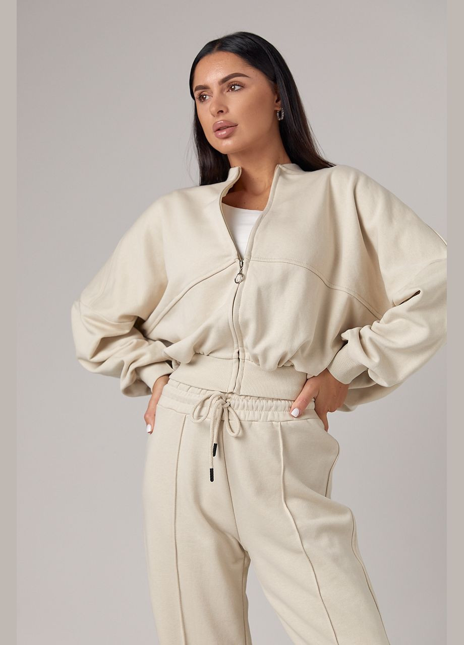 Спортивный костюм с прямыми штанами и кофтой на молнии Lurex (300073348)