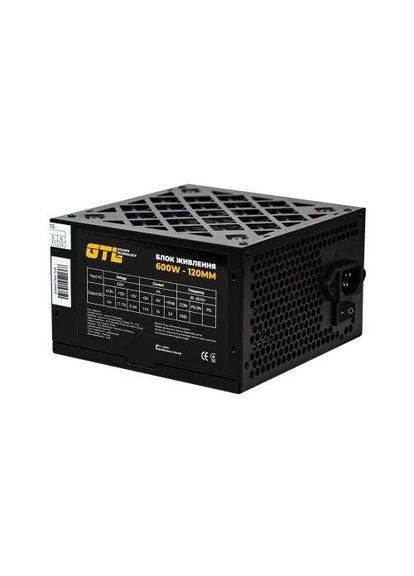 Блок живлення 600 Вт,, Black, 120 мм, 2xMolex / 3xSATA / 1x6+2-pin / 1x4+4-pin / 1x24-pin, захист SCP / OCP / OVP / UVP, пласкі GTL (395348242)