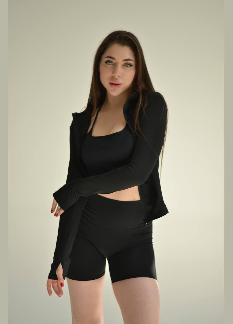 Рашгард топ с длинными рукавами женский на молнии черный S M L XL No Brand (314984114)