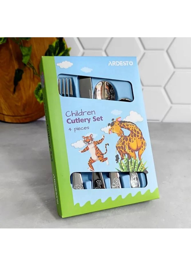 Дитячі столові прибори 4 предмети Animals Ardesto (358932223)
