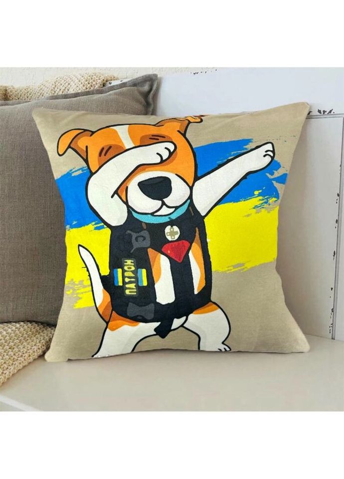 Подушка патриотическая 3D "Пес Патрон" 2713_E 12751 50х50 см бежевая Fashion (297158826)