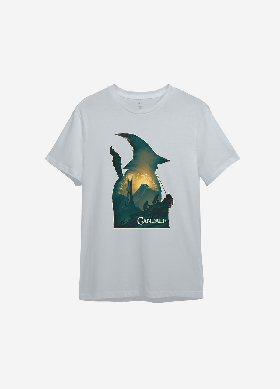 Сіра всесезон футболка з принтом "gandalf art" ТiШОТКА