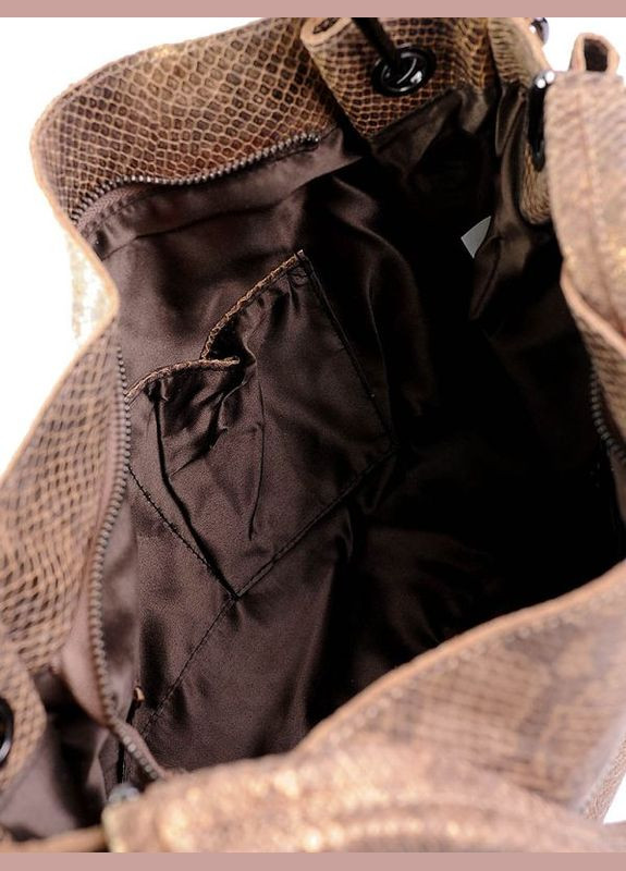 Сумка кожаная женская Шопер из натуральной кожи с фактурой рептилии функциональная Золотая NIUNIU (322399595)