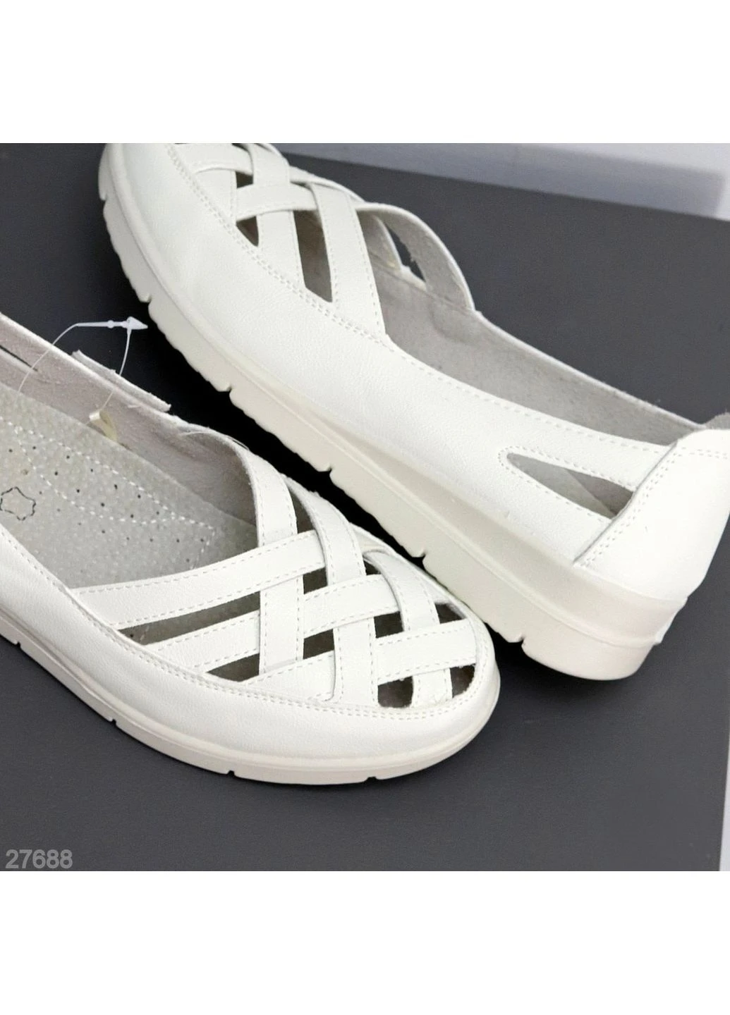 Белые летние мокасины No Brand