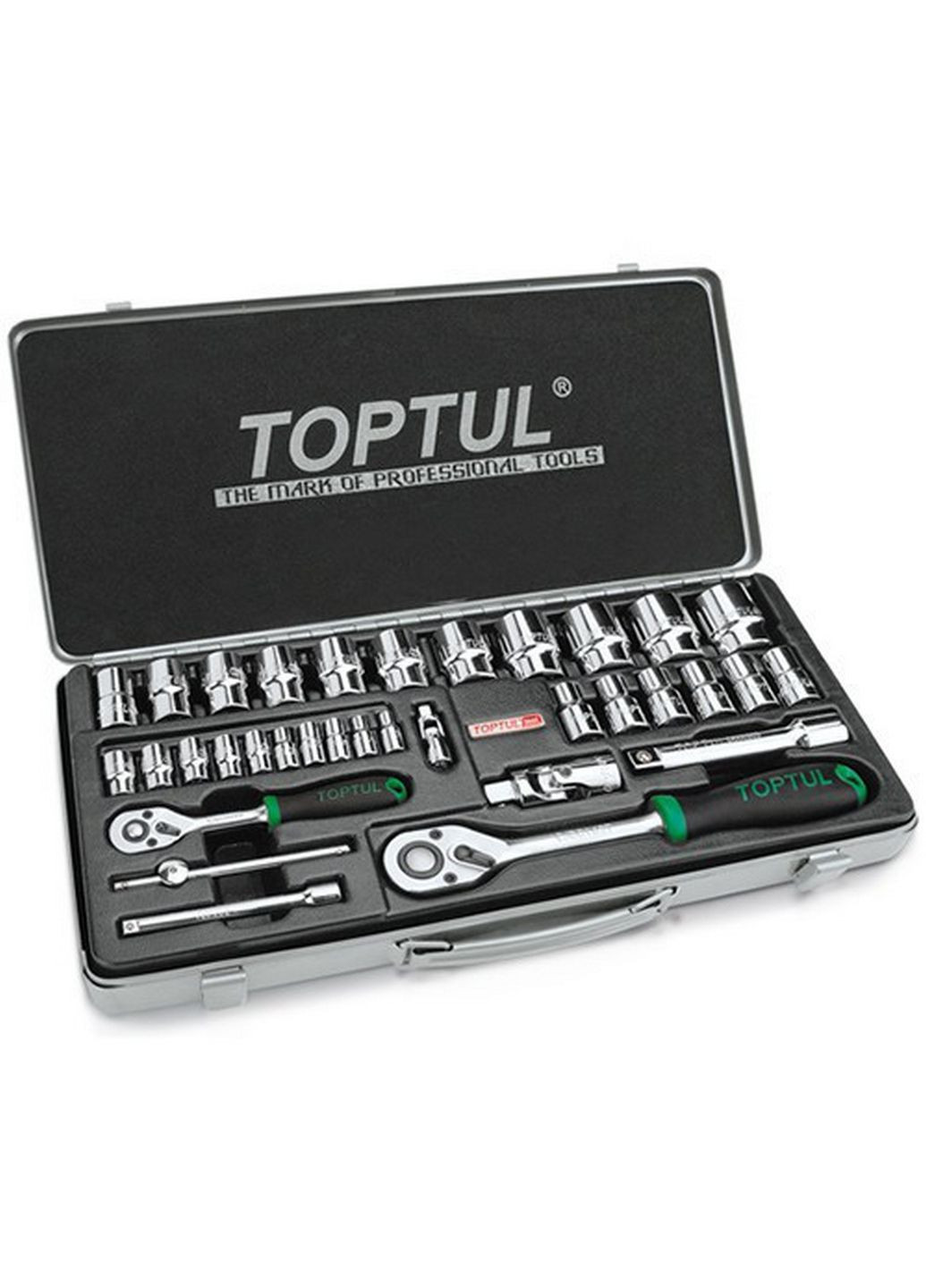 Комплект головок с трещоткой 1/4", 1/2" 34ед. TOPTUL (289367473)