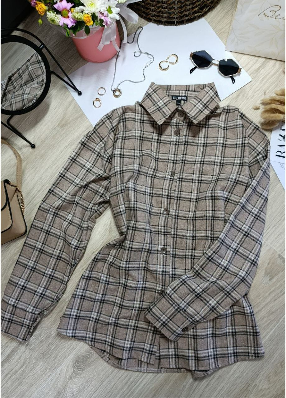 Бежевая повседневный рубашка в клетку Avanti с длинным рукавом