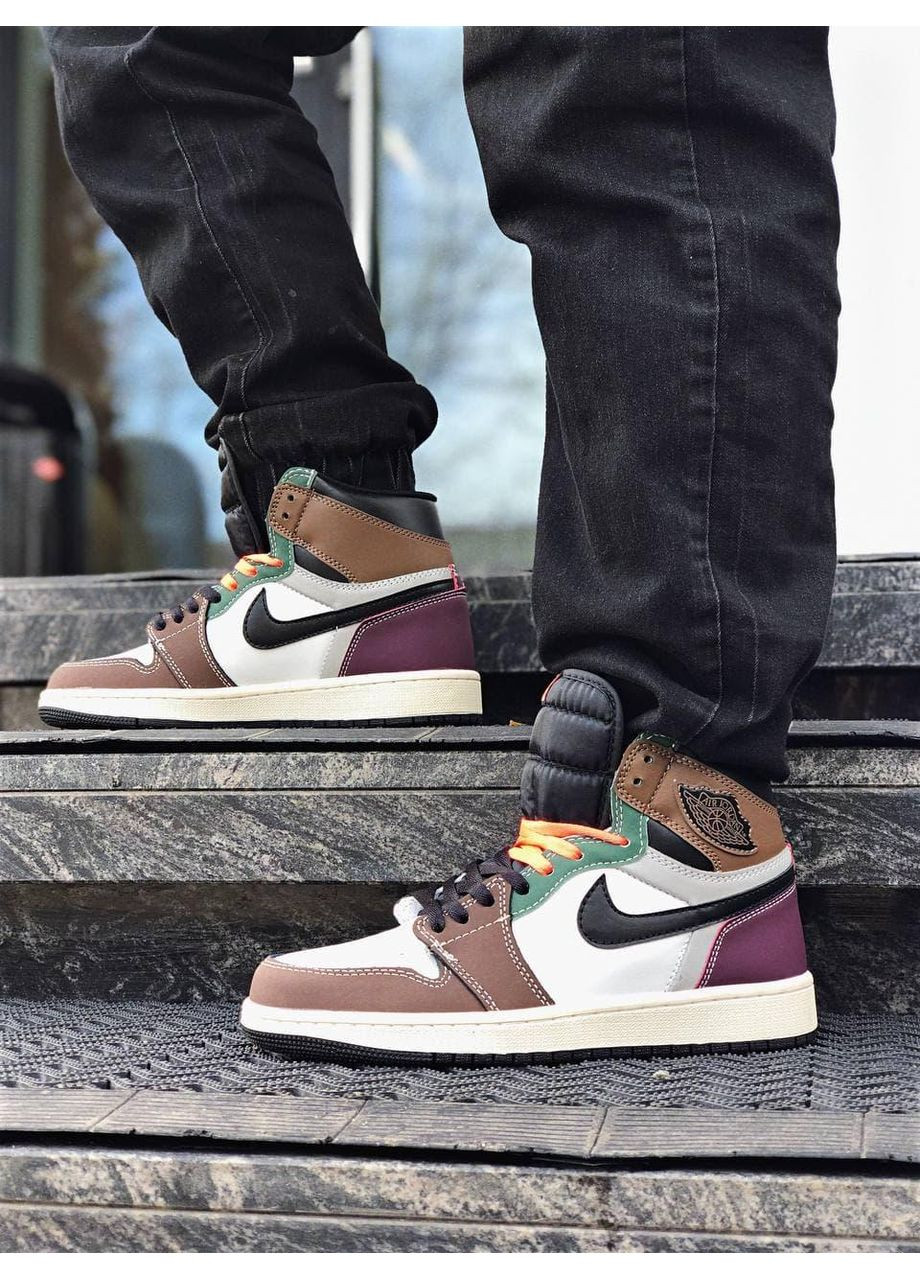 КРОССОВКИ ЖЕНСКИЕ NIKE JORDAN 1 RETRO HIGH OG HAND CRAFT НАЙК АИР ДЖОРДАН No Brand комбинированные демисезоны (368887856)