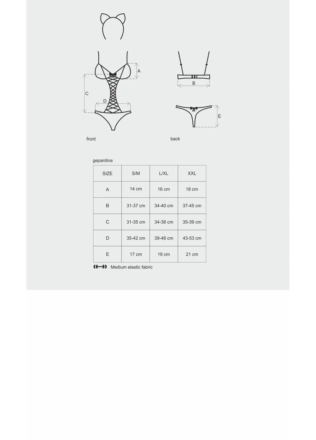 Эротический костюм гепарда Gepardina 3 pcs costume черный - CherryLove Obsessive (282958979)