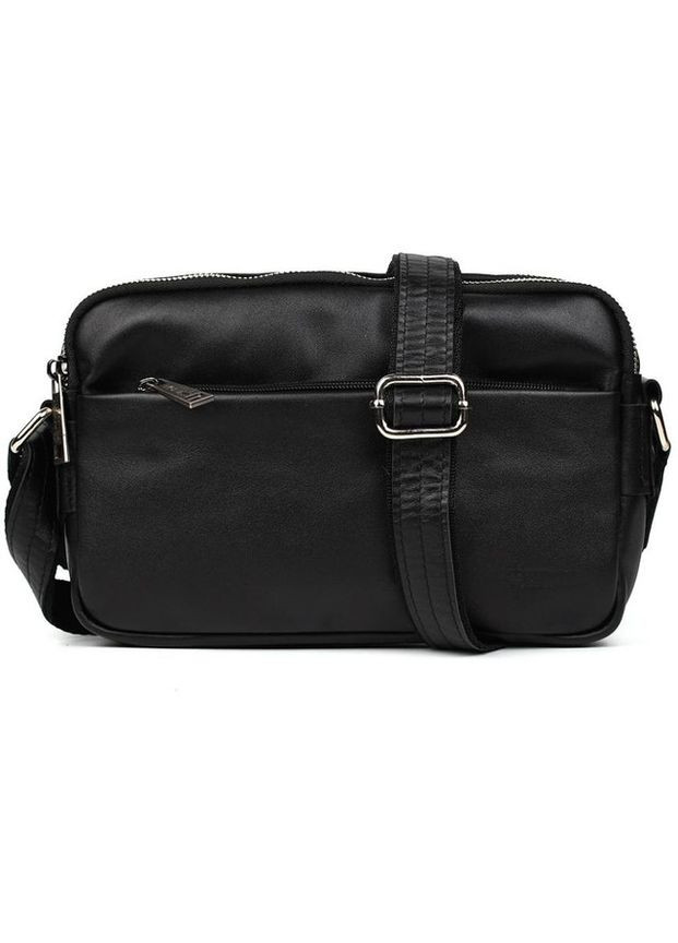 Сумка листоноша через плече чоловіча з натуральної шкіри середня для документів та для телефону Чорний 35914 TARWA (337466449)