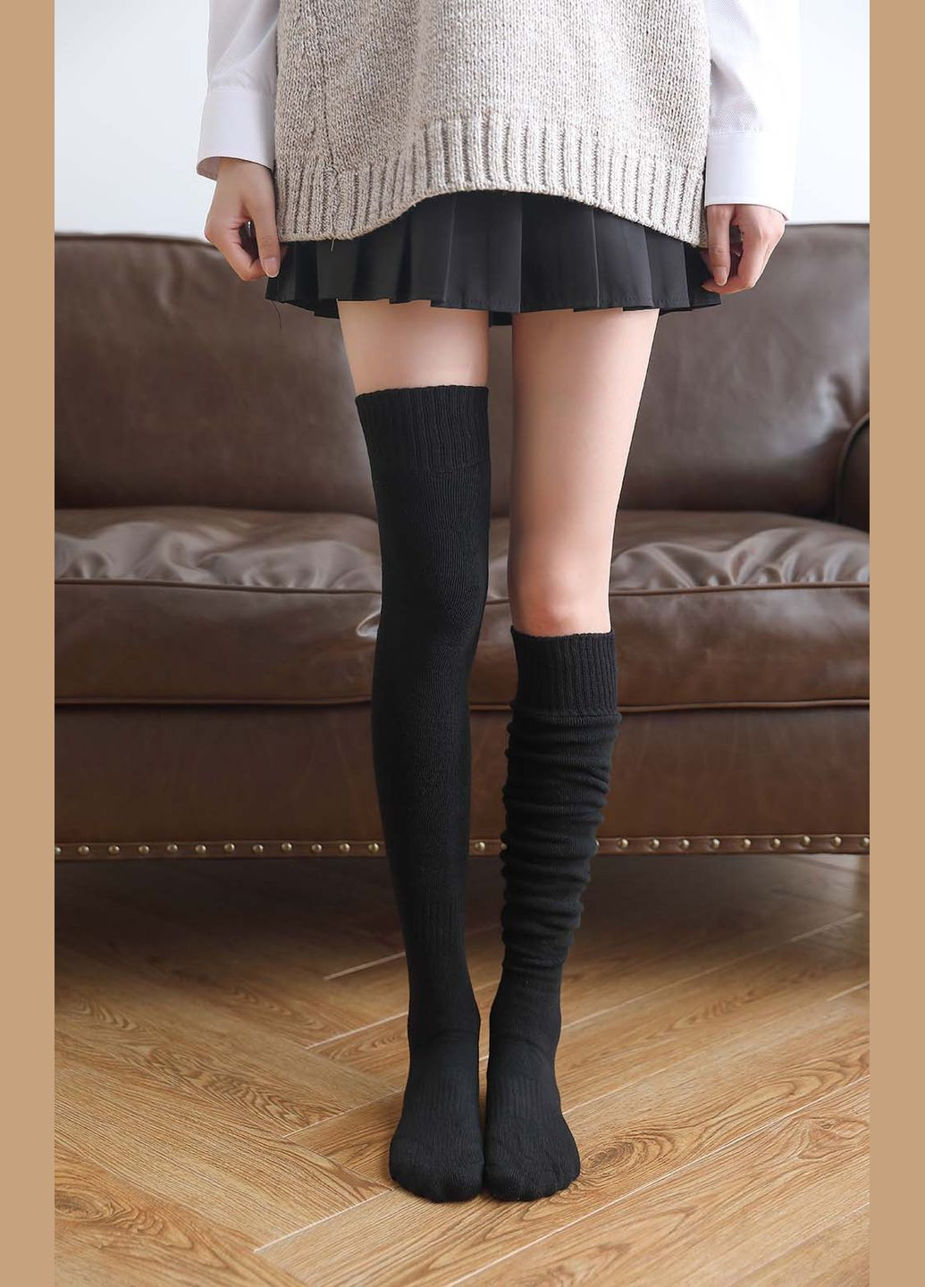 Гольфи теплі панчохи з начосом чорні One Size No Brand (308016719)